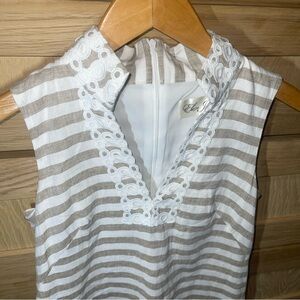 Eliza J Striped High Low Dress - Tan and White